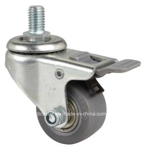 Quality Grey Zinc Plated Caster for Application Edl Mini 1.5&quot; 35kg Threaded Brake TPE 26415-56 wholesale