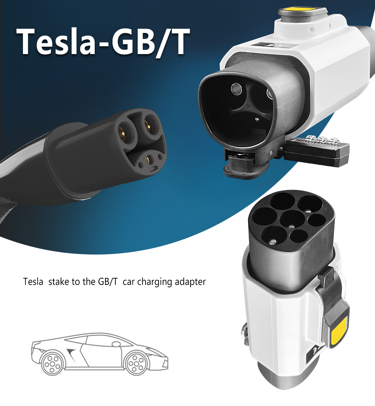 GBT Electric Portable Charging Station 220v Car side Plug 7KW 32A Tesla to GBT EV Charger Converter Single Phase Adapter