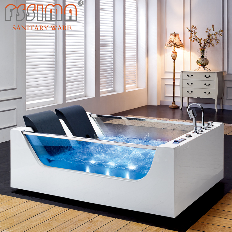 72" Air Massage Bathtubs With Heater Two Side Glass Window Computer Control