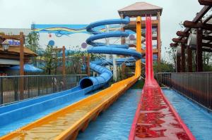 Quality 15M Adult Rainbow Fibreglass Water Slide Outdoor Water Playground wholesale
