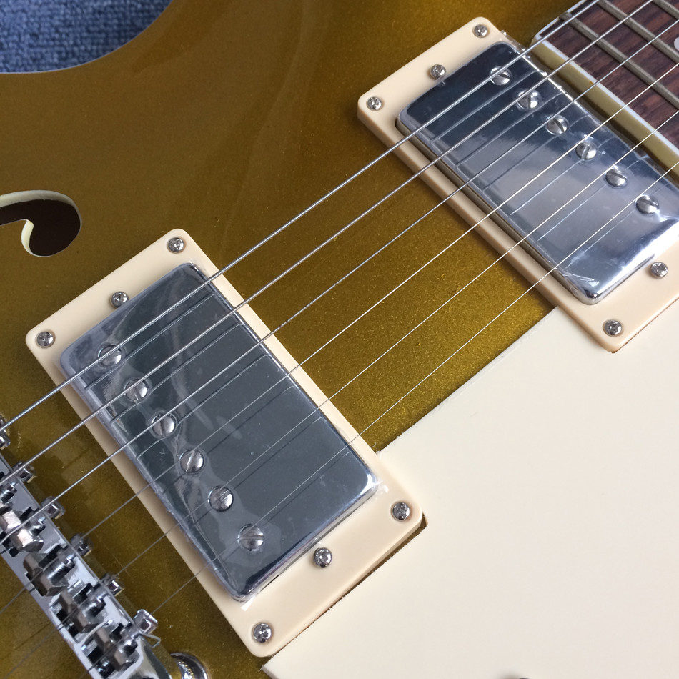Hollow body Jazz electric guitar, Golden Jazz Guitar, Rosewood Fingerboard