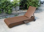 Patio Wicker Chaise Lounge , White Poolside / Balcony Lounger