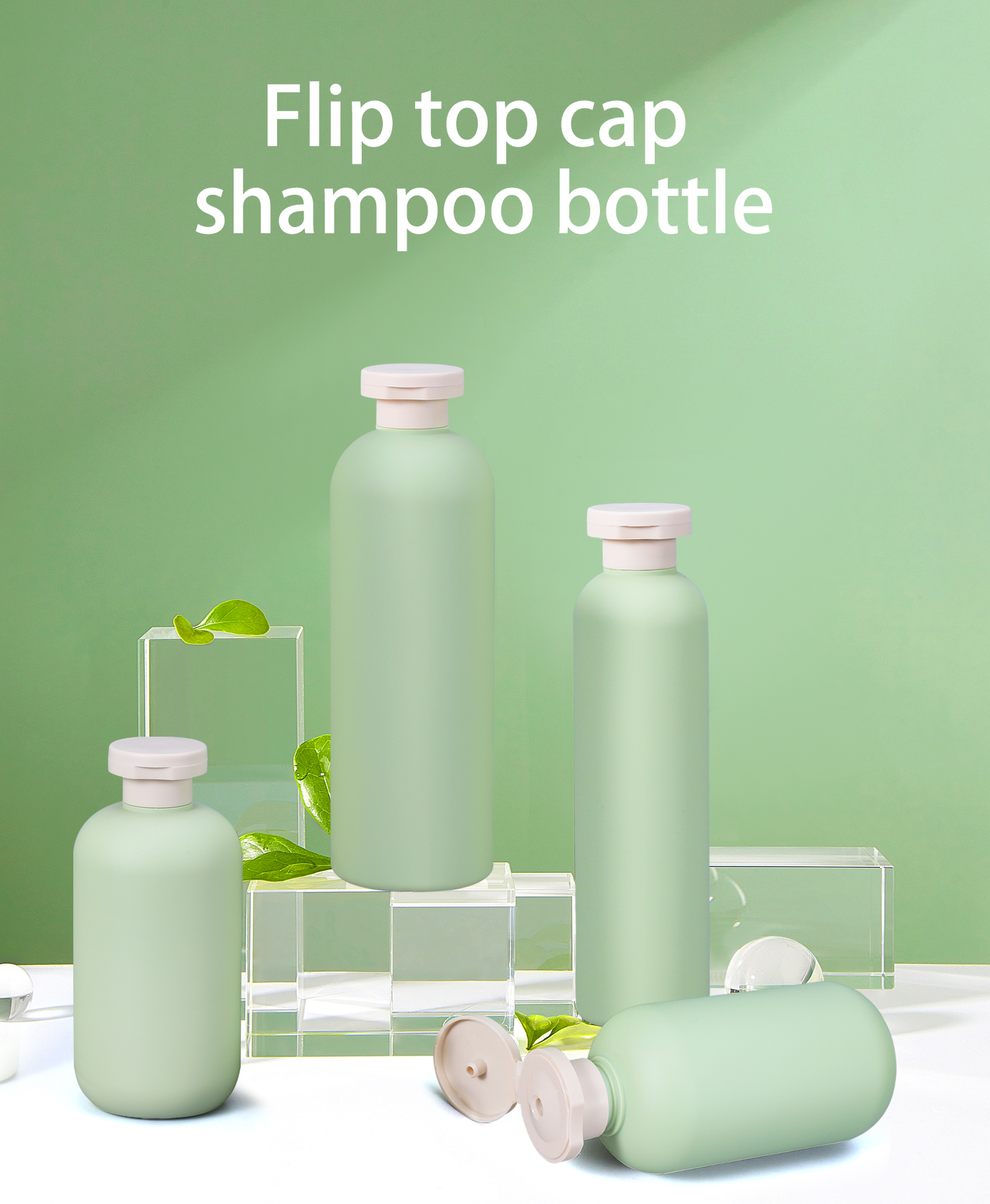 Flip Top Cap Pump Packaging for Cosmetic Skincare in Avocado Green Empty Squeeze Bottle