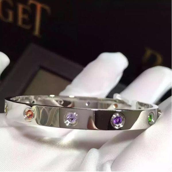 Fine Jewelry Car Tier Love Bracelet White Gold Aquamarines Sapphires Spinels