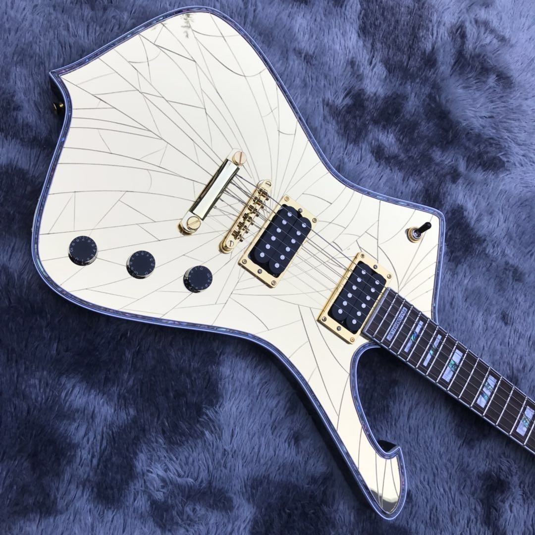 Custom New 6 Strings Advanced Electric Guitar Special-Shaped Guitar Mirror Crack Guitar Silver Hardware Customizable