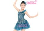 Ruffle Sequined Leotard Hem Tiered Turquoise Ballet Costumes Dance Dress