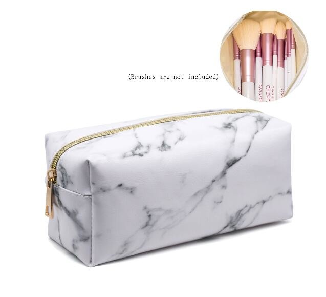 Gold Zipper Pencil Storage Case / PU Leather Pencil Pouch For Women