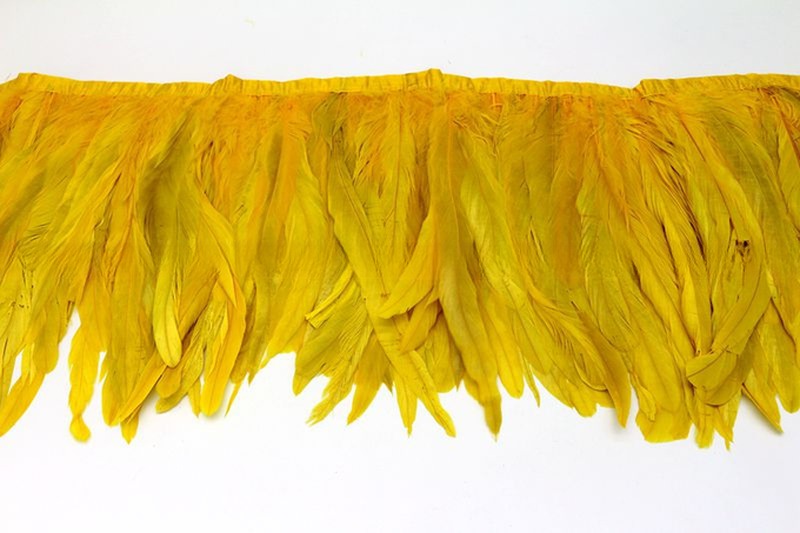 Length 1 Meter Rooster Coque Feather Fringe Trim with Satin Ribbon