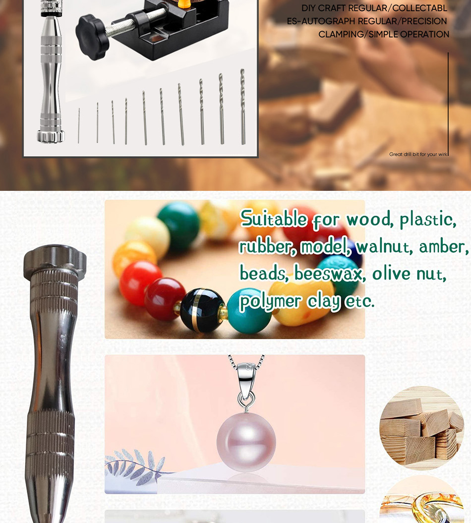 Pin Vises Micro Mini Twist Rotary Punching Tool Set ABS metal