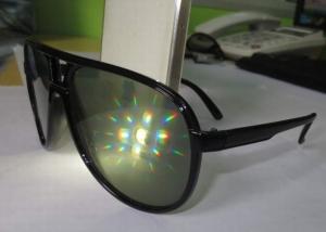 Quality Black Plastic Diffraction Glasses , 13500 Lines Emerald Firework Glasses wholesale
