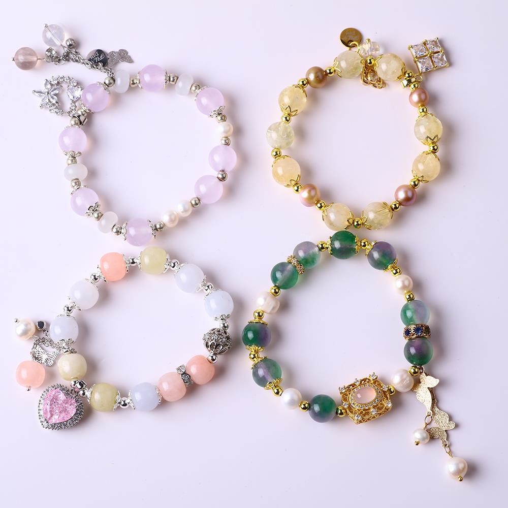 Customized 10mm Crystal Stone Stretch Bracelets With Healing Energy