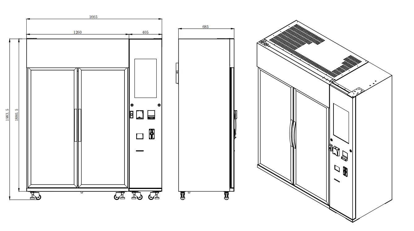 Micron Frozen meat vending machine size