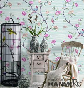 Quality Embossed Vinyl Wallpaper Flowers And Birds Soil Case Classic Style wholesale