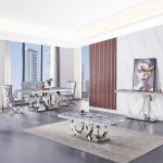Italian Style Length 130cm Square Marble Coffee Table Stable Stainless Steel