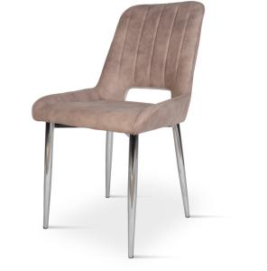 Quality 860mm Upholstered Leather Chrome Steel Frame Dining Chair wholesale