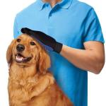 Gentle Silicone Dog Grooming Glove , Hair Remover Pet Deshedding Glove