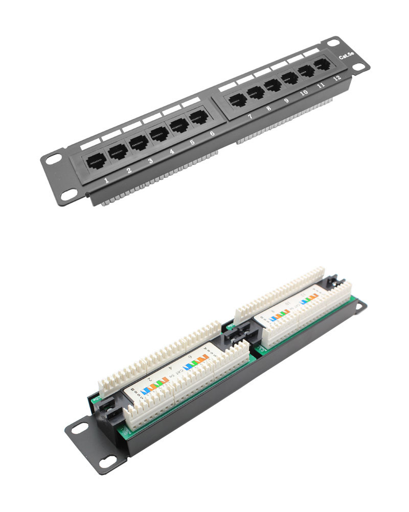 12 Port Cat 6 UTP Patch Panel for Network Server Rack Cabinet Compact and Space-Saving