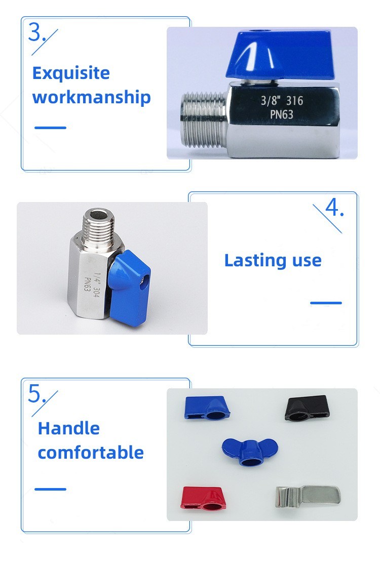 304 Stainless Steel Male and Female Thread Air Compressor Cut off Valve Micro Switch Mini Ball Valve