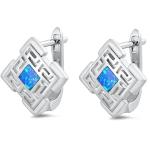 Wholesale Jewelry Customization 925 Sterling Silver Blue Opal Greek Key Design