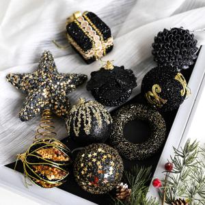 Quality Christmas Foam Ball Classic Black Gold Series Christmas Tree Pendant Decoration wholesale