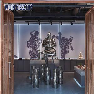 Quality Large Scale Cast Metal Stainless Steel Garden Art Meditation Martial Monk wholesale