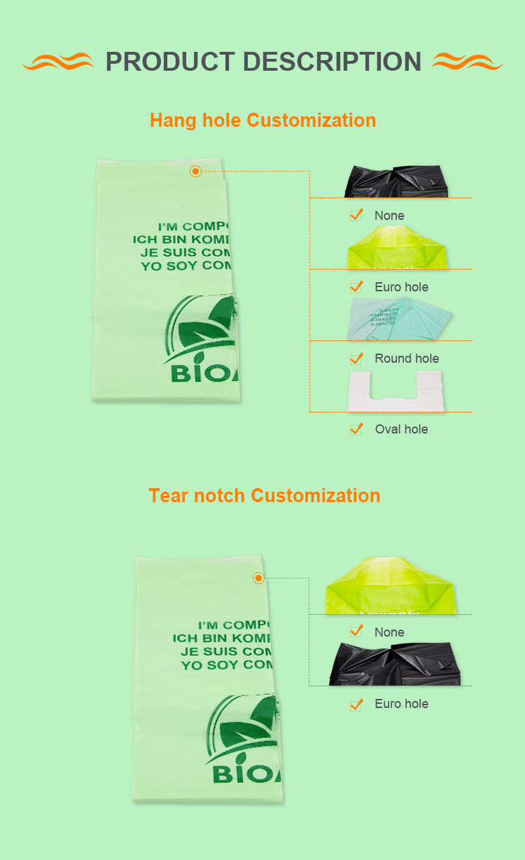Gravnre Printing Plastic Packaging Bag Biodegradable Corn Starch Poly Bags