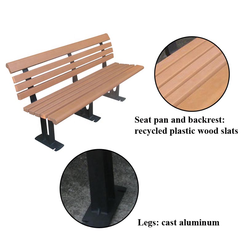 Modern Garden Bench Seat Recycled Plastic For Sports Center Playground