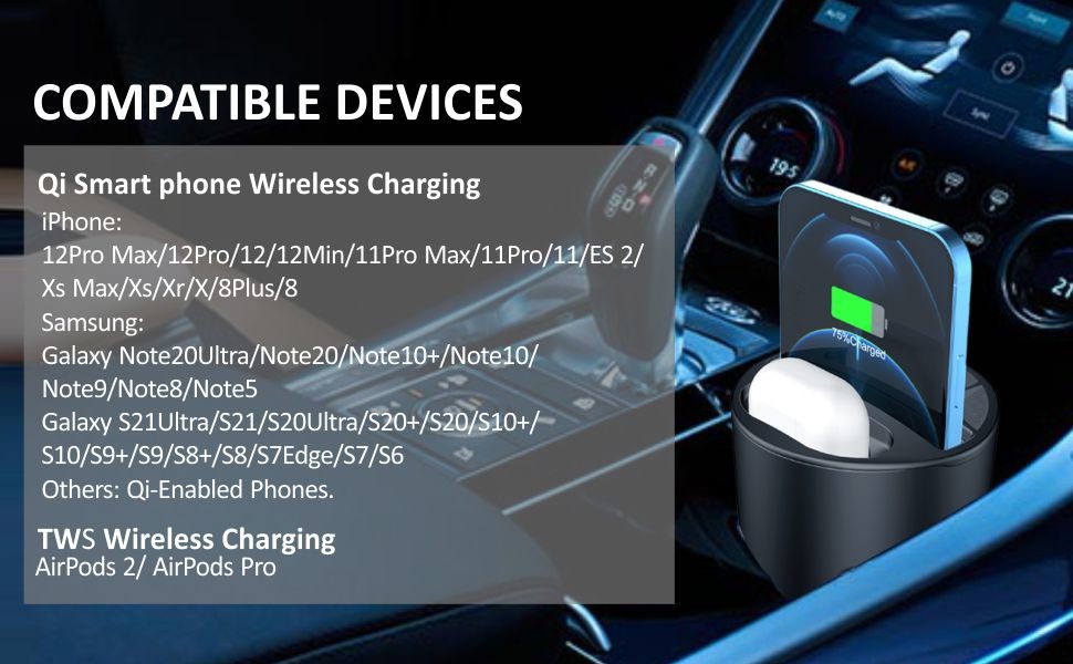 Cup-shape Charger 15W Wireless fast Charging with 5V/2A USB output