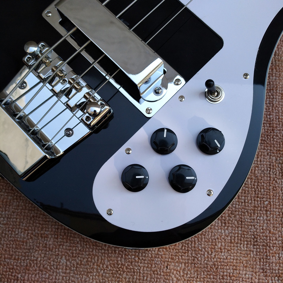 2018 Best Bass Top quality Rick 4003 model Ricken 4 strings Electric Bass guitar in black color, Chrome hardware