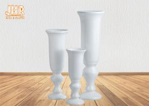 Quality Indoor Shiny White Fiberglass Planters Floor Vases Cup Shape Large Pots wholesale