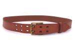 Zinc Alloy Buckle Men's Casual Double Prong Leather Belt 2 Holes 1.5 Inches Wide