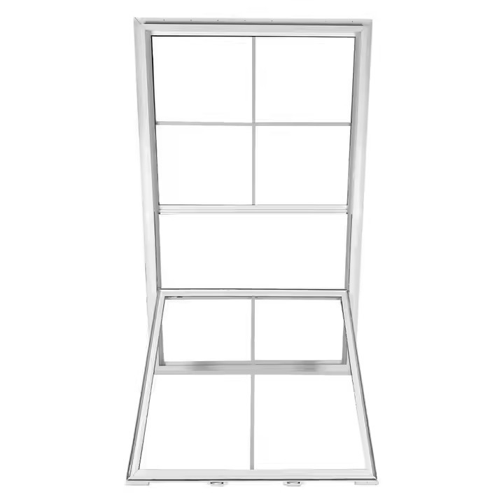 White UPVC Single Hung Vinyl Replacement Windows With Mosquito Net American Style