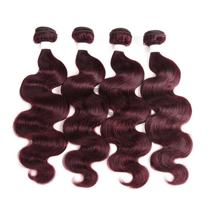 #99J Dark Wine Body Wave Remy Human Hair Bundles Sew In Weave Bundles Brazilian Bundle Deals