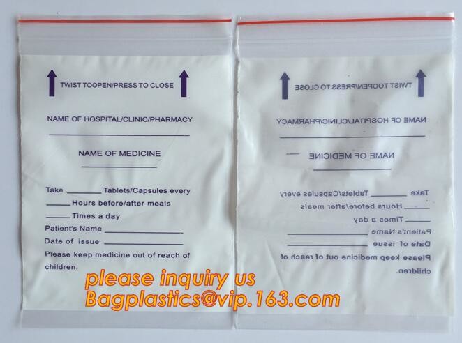 tablets pills packaging bag, poly medical dispenser Zip lockk bag drug zipper bags reclosable bags, zipper bag medical min