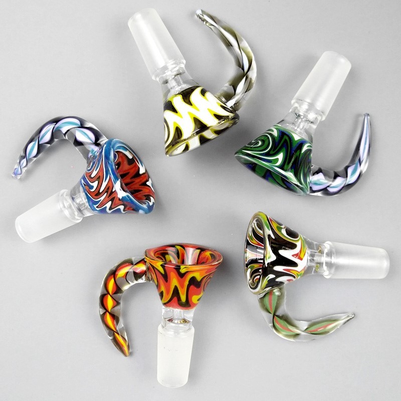 Thick Glass Bongs Accessories Glass Slides With Handle Bowl Funnel Male Hourglass