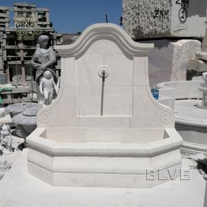 Quality BLVE Simple Marble Big Wall Fountain White Stone Carving Garden Fountain Modern French Outdoor Decoration wholesale