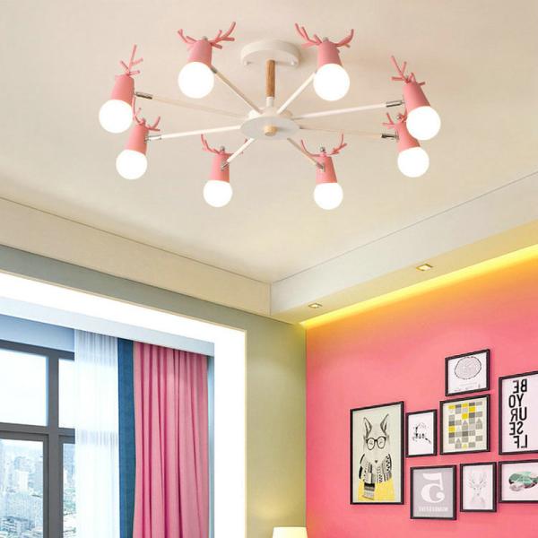 Modern wood chandelier horn deer Lampshade Kids room Girl room Chandelier(WH-MI