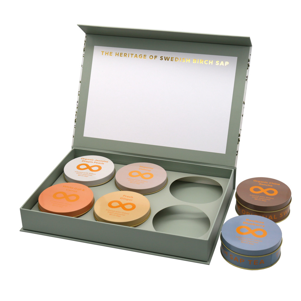 Custom Magnetic Luxury Tin Tea Set Packaging Gift Box