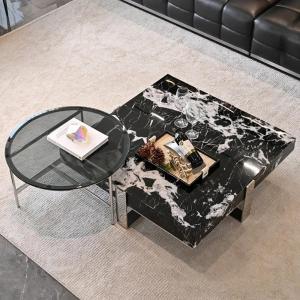Quality Marble Round Tea Serving Table With Stainless Steel Shelf wholesale