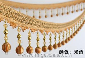 Quality Handmade fashionable chain beads lace tassels fringes for curtain/sofa/pillow decoration wholesale