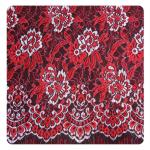 Red Chantilly Silver Nylon Lace Fabric , Eyelash Lace Trim For Womens Dress