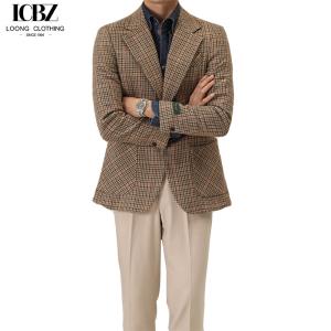 Quality End Men's Plaid Woolen Suit Jacket Vintage Italian Winter Clothing Length Regular wholesale