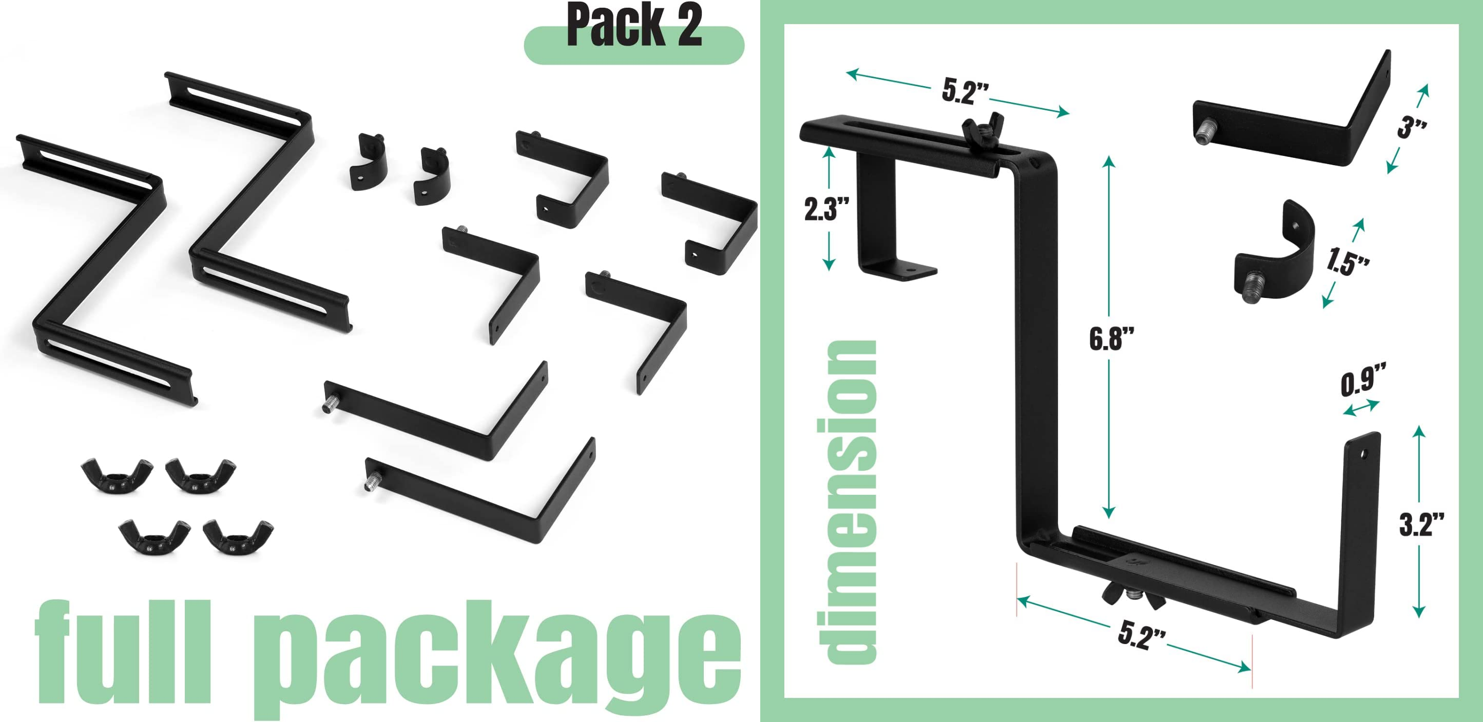 Versatile Iron Brackets for Hanging Planter Box on Fence Pergola Patio Garden Balcony