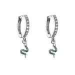 Animal Zircon Snake Shape Earrings Micro Silver Plated Crystal Hoop Earrings
