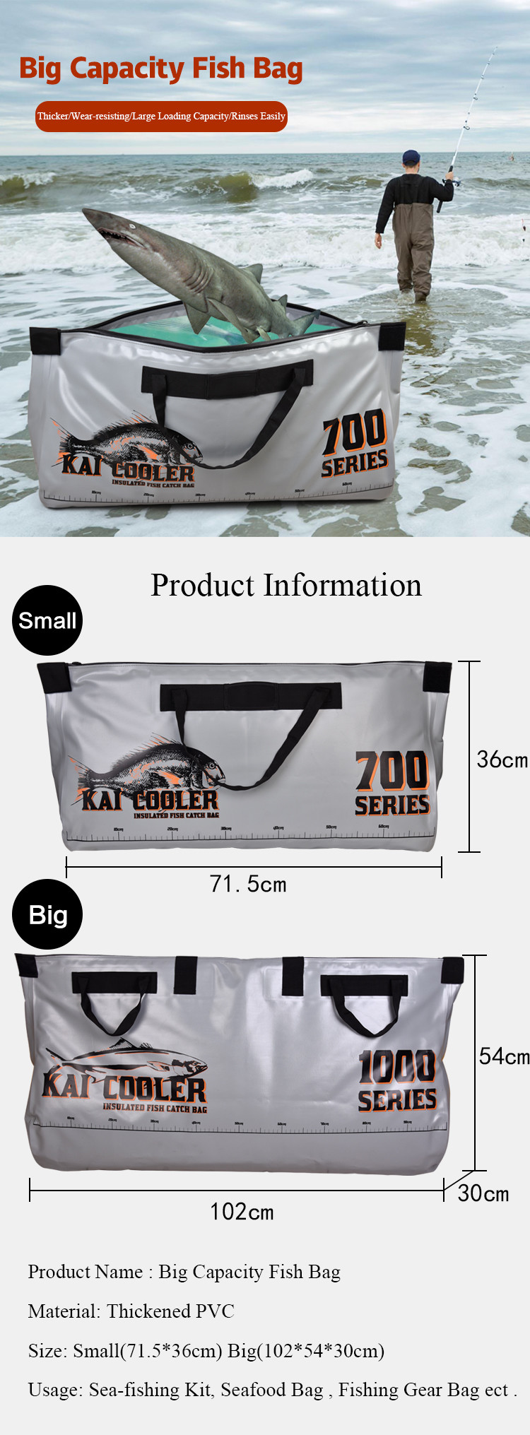 2021 Factory New Waterproof Portable Pvc Fishing Bags Big Capacity Fishing Tackle