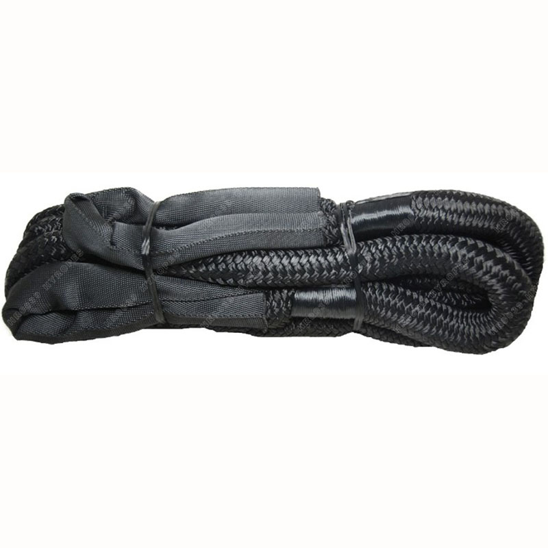 Super kinetic recovery tow rope with excellent resistance to wear and tear