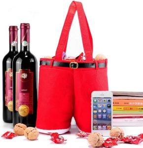 Quality 30*12cm Felt Embroidery Christmas Wine Drawstring Bags wholesale