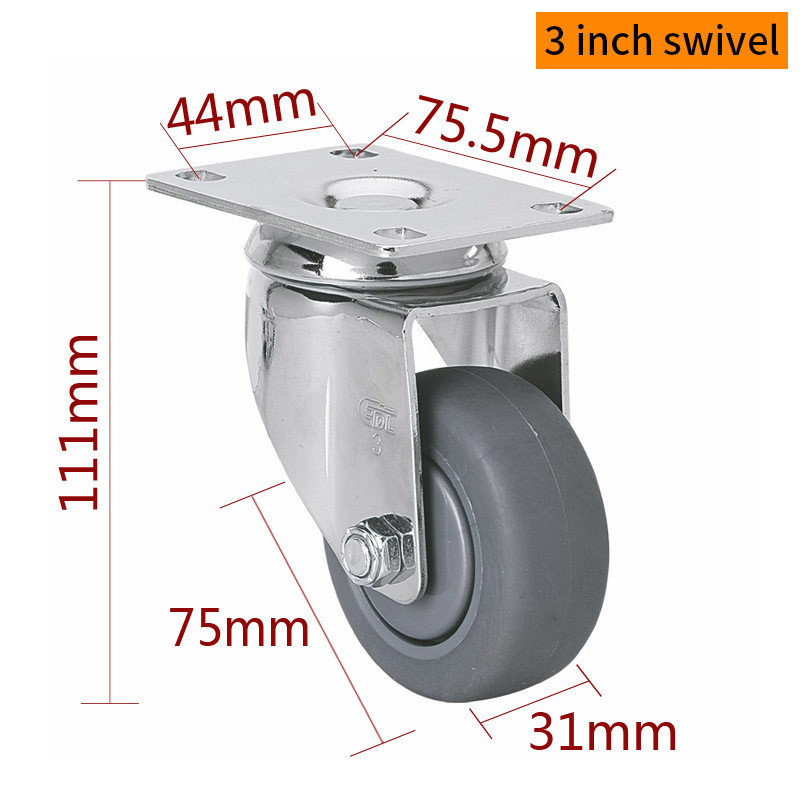 TPE Industrial Metal Casters 3 Inch 75mm Caster Wheels 5723P-57
