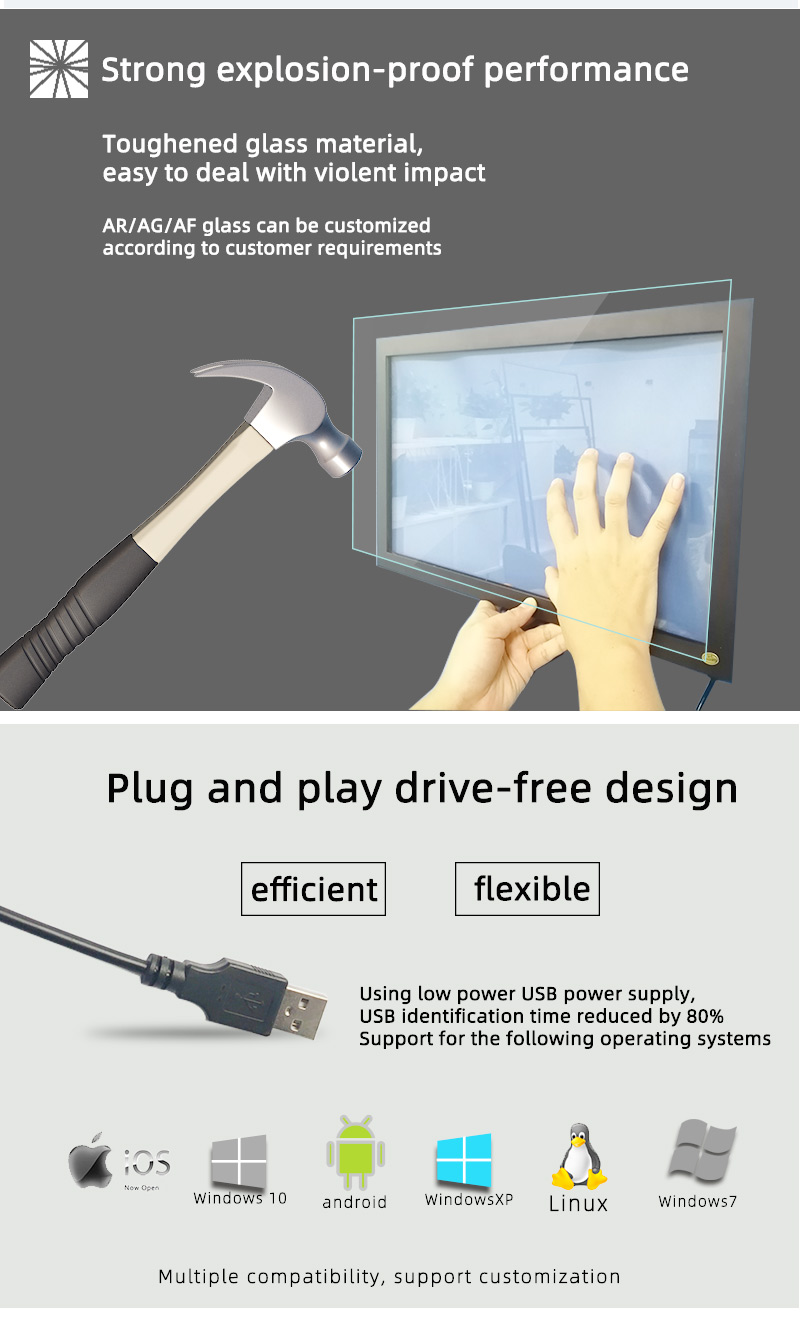 19 Inch Infrared Touch Screen Frame 16:10 Ratio 10 Points For PC
