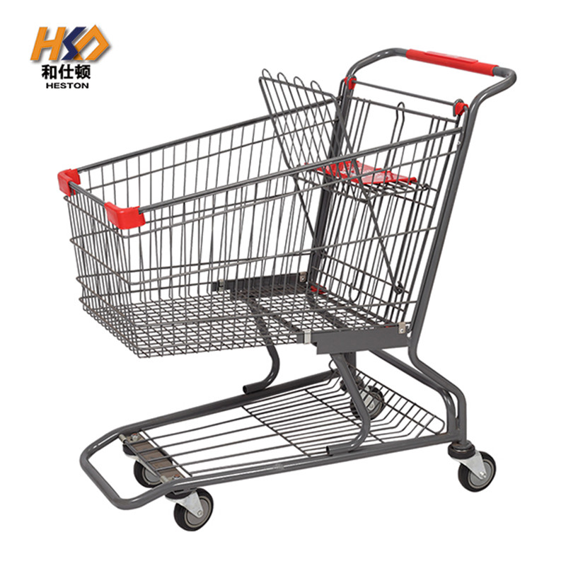 Four Wheels Metal Trolley Supermarket Shopping Cart With Baby Seat